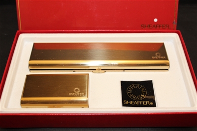 Sheaffer Targa Brass Fountain Pen Set New